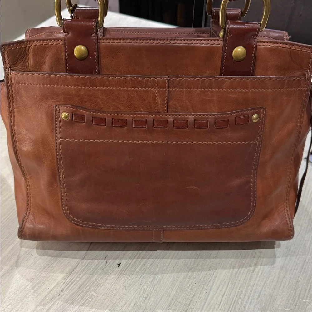 Coach Legacy Bleeker Tattersall Brown Leather Shoulder Bag with Gold Buckle - Picture 8 of 15